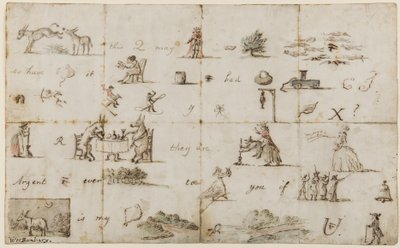 Piktogram list (długopis, atrament i toaleta na papierze) autorstwa Henry William Bunbury