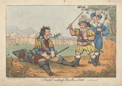 Pistolet zjadający wyciek Fluellena – „Henryk V” autorstwa Henry William Bunbury