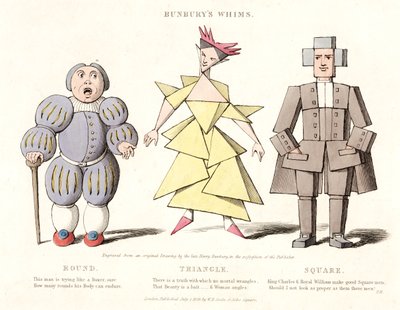 Okrągłe, trójkątne i kwadratowe, z Bunburys Whims, 1828 autorstwa Henry William after Bunbury
