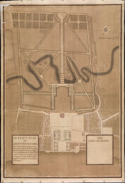 Dokładny plan parku Greenwich, ok. 1700 r. (płótno) autorstwa Henry Wise