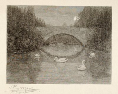 Wieczór, Jezioro Łabędzie, Central Park, Nowy Jork autorstwa Henry Wolf