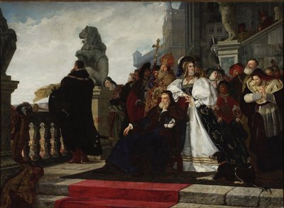 Zygmunt I (1467-1548) - Wojna Kurczaków (1537) - para Rodakowski, Henryk (1823-1894). Olej na płótnie, format: 192,5x2 autorstwa Henryk Hipolit Rodakowski