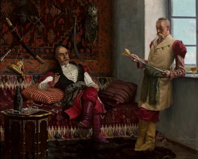 Scena szlachecka - Historia kinzhal. Historia yatagana. autorstwa Henryk Weyssenhoff