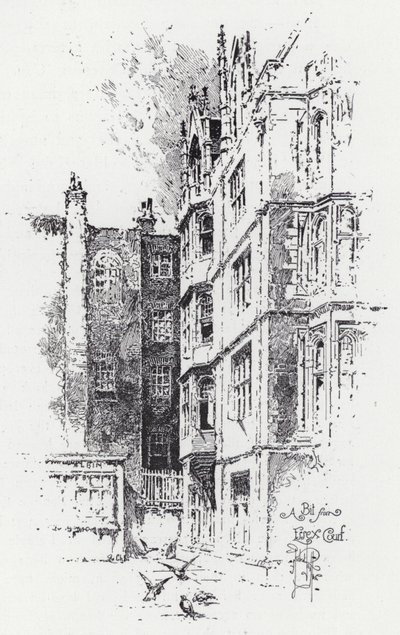 Trochę z Essex Court (grawerunek) autorstwa Herbert (after) Railton