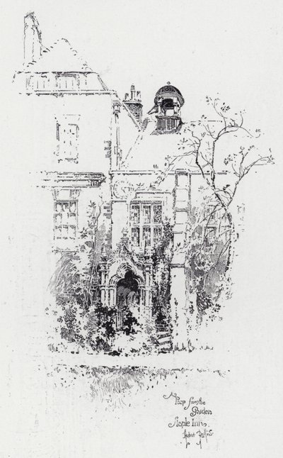 Spojrzenie z ogrodu, Staple Inn (grafika) autorstwa Herbert (after) Railton