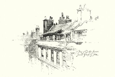 Peep of Gough Square, Londyn, ze strychu dr Johnsona (lito) autorstwa Herbert (after) Railton