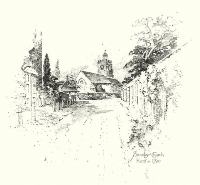 Bromley Chruch, Kent, w 1790 r. (lito) autorstwa Herbert (after) Railton