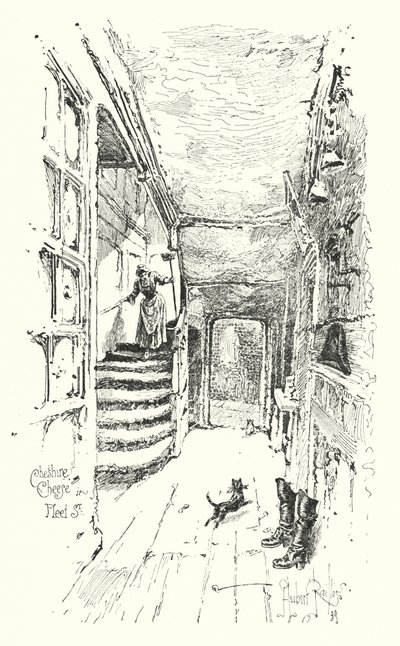 Cheshire Cheese, Fleet Street, Londyn (lito) autorstwa Herbert (after) Railton