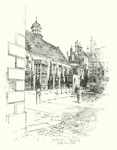 Coney Court, Grays Inn, w 1780 r. (lito) autorstwa Herbert (after) Railton