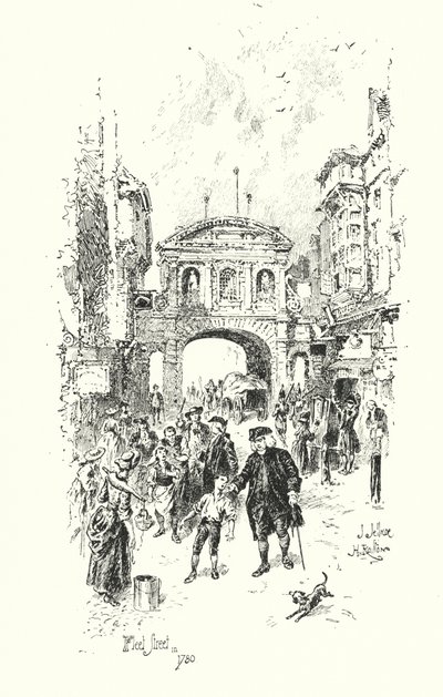 Dr Johnson, Fleet Street, Londyn, 1780 (lito) autorstwa Herbert (after) Railton
