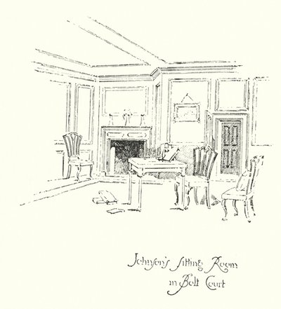 Salon doktora Johnsona w Bolt Court w Londynie (lito) autorstwa Herbert (after) Railton