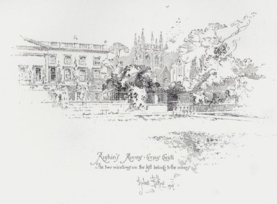 Pokoje angielskiego krytyka sztuki Johna Ruskina w Corpus Christi College w Oksfordzie (lito) autorstwa Herbert (after) Railton