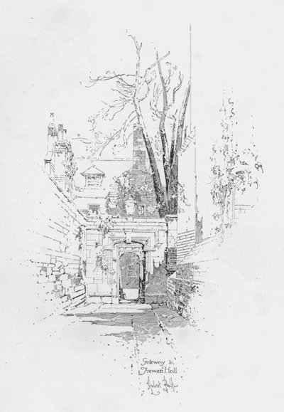 Brama do Frewen Hall w Oksfordzie (lito) autorstwa Herbert (after) Railton