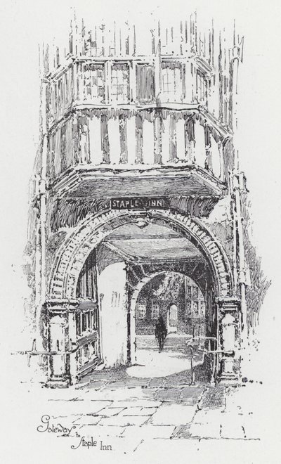 Brama do Staple Inn (grawerunek) autorstwa Herbert (after) Railton