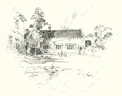 Grammar School, Lichfield, gdzie dr Johnson chodził do szkoły (lito) autorstwa Herbert (after) Railton