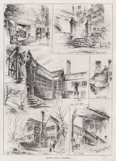 Hoghton Tower, Lancashire (grawerowanie) autorstwa Herbert (after) Railton