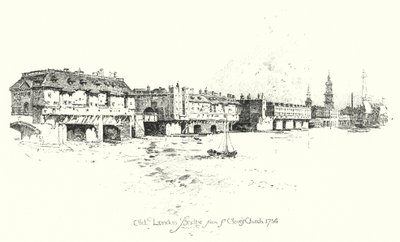 Old London Bridge, z kościoła św. Olafa autorstwa Herbert (after) Railton