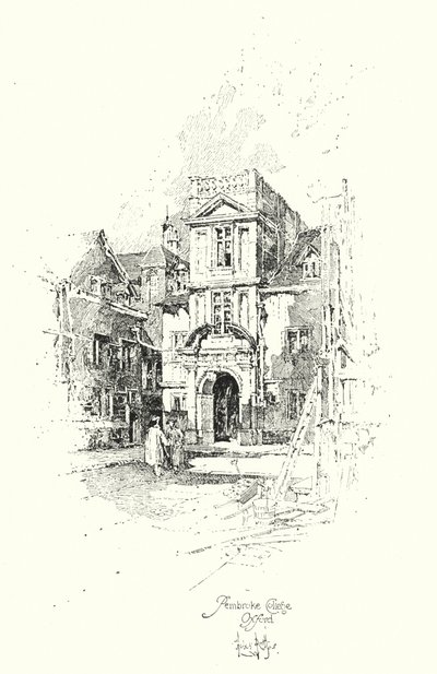 Pembroke College, Oksford (lito) autorstwa Herbert (after) Railton