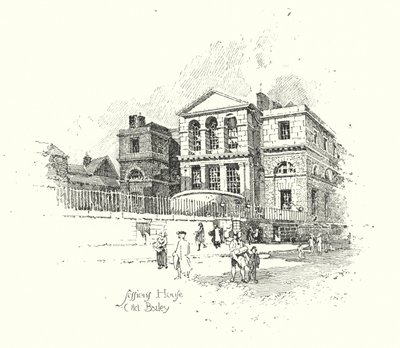 Sessions House, Old Bailey, Londyn (lito) autorstwa Herbert (after) Railton