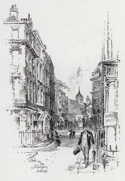 Staple Inn z Southampton Buildings (grawerowanie) autorstwa Herbert (after) Railton