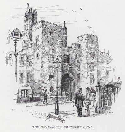Brama-Dom, Chancery Lane (rycina) autorstwa Herbert (after) Railton