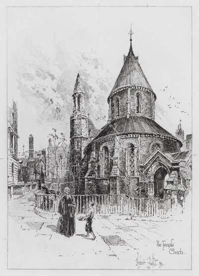 Kościół Świątyni (rycina) autorstwa Herbert (after) Railton