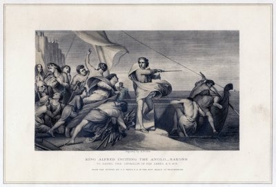 Król Alfred podżegający Anglosasów do odparcia inwazji Duńczyków, 896, c1847 autorstwa Herbert Bourne