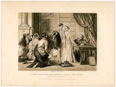 Lady Jane Grays niechęć do przyjęcia korony, XIX w. autorstwa Herbert Bourne