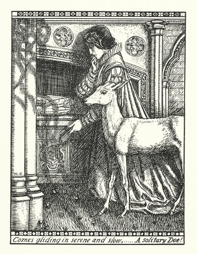 Biała łania z Rylston (rycina) autorstwa Herbert Cole