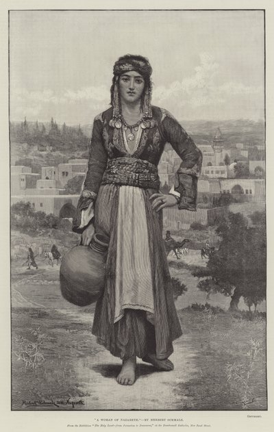 Kobieta z Nazaretu, z wystawy Ziemia Święta, od Jerozolimy do Damaszku, w Dowdeswell Galleries, New Bond Street autorstwa Herbert Gustave Schmalz