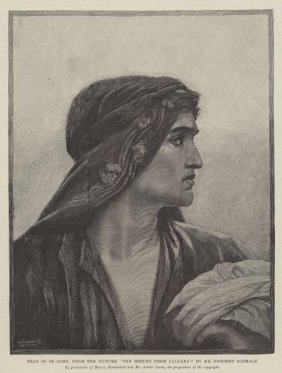 Głowa Św. Jana, z obrazka Powrót z kawalerii autorstwa Herbert Gustave Schmalz