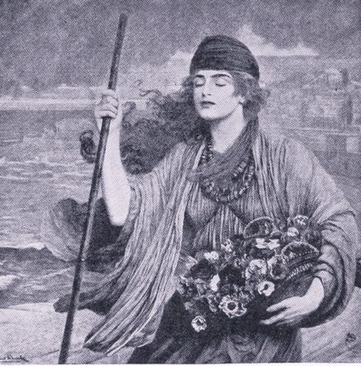 Nydia, niewidoma dziewczyna z Pompejów, ilustracja ze Światowej Biblioteki Najlepszych Książek, ok. 1940 r. autorstwa Herbert Gustave Schmalz