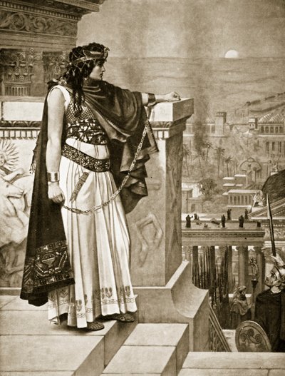 Ostatnie spojrzenie Zenobii na Palmyrę, ilustracja z „Historia Narodów Hutchinsona”, 1915 autorstwa Herbert Gustave Schmalz