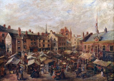 Carlisle Market Place przed Starym Ratuszem, 1870-80 autorstwa Herbert Lees
