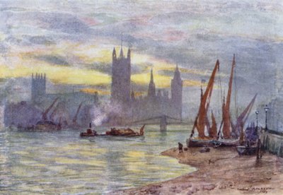Houses of Parliament z Lambeth (kolor lito) autorstwa Herbert Menzies (after) Marshall