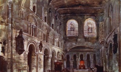 Wnętrze kościoła św. Bartłomieja przed restauracją (kolor lito) autorstwa Herbert Menzies (after) Marshall