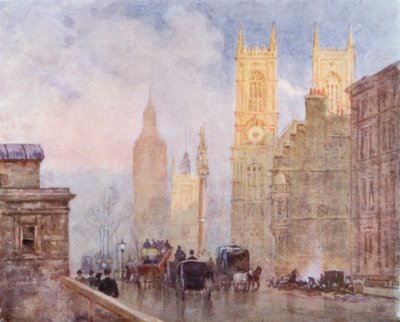 The End of Victoria Street, Westminster (kolor lito) autorstwa Herbert Menzies (after) Marshall