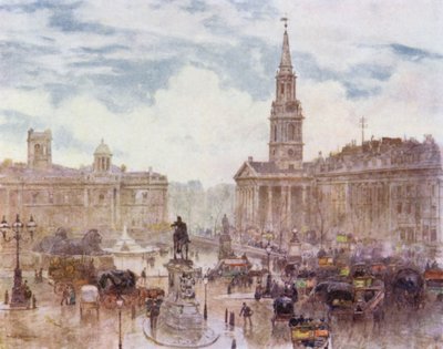 Trafalgar Square (kolor lito) autorstwa Herbert Menzies (after) Marshall