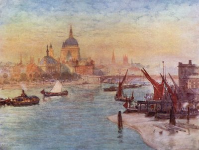 Widok z mostu Waterloo (kolor lito) autorstwa Herbert Menzies (after) Marshall