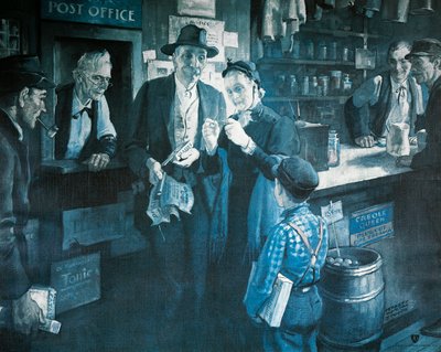 Dostawca spektakli pod koniec XIX wieku, reklamujący American Optical Company autorstwa Herbert Morton Stoops