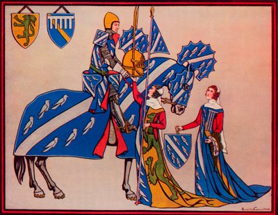 Sir Geoffrey Luttrell, jego żona i synowa, c1340, 1926 autorstwa Herbert Norris