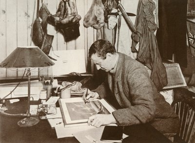 Dr Wilson opracowujący szkic podany na str. 258, 1911, 1913 autorstwa Herbert Ponting