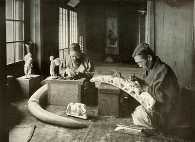 Rzeźbiarze z kości słoniowej, 1910. autorstwa Herbert Ponting