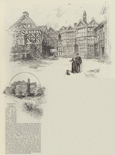 Moreton Hall w Cheshire autorstwa Herbert Railton