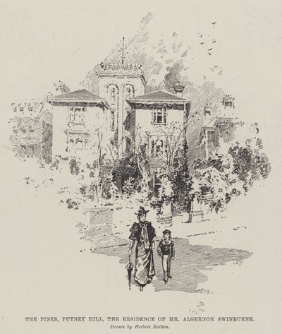 The Pines, Putney Hill, rezydencja pana Algernona Swinburne autorstwa Herbert Railton