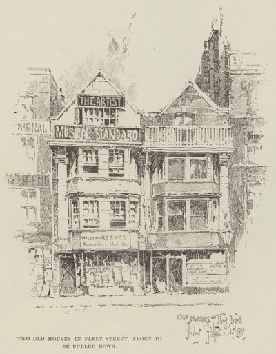 Dwa stare domy przy Fleet Street, które mają zostać rozebrane autorstwa Herbert Railton