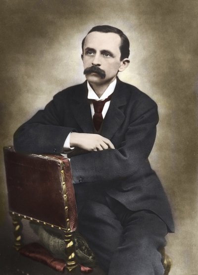 Portret J.M.Barrie sfotografowany przez Barrauda w 1893 roku - James Matthew Barrie (1860-1937), szkocki pisarz, twórca Piotrusia Pana - Fotografia kolorowa. autorstwa Herbert Rose Barraud