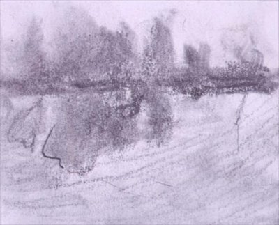 Grupa drzew odbita w wodzie (pastel i pranie na papierze) autorstwa Hercules Brabazon Brabazon