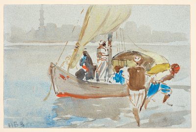 Widok na Kair (?) (dawniej „Widok Wenecji”), ok. 1860-97 (akwarela na jasnoniebieskim papierze tkanym, leżąca) autorstwa Hercules Brabazon Brabazon