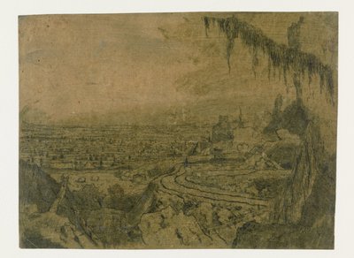 Odległy widok z drogą i omszałymi gałęziami autorstwa Hercules Segers
